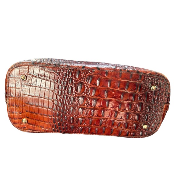 Brahmin Brown Leather Reptile Hand Tote W/Matching Wallet 2pc - Picture 9 of 13
